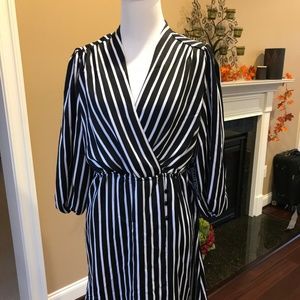 NY&CO Black and White Striped Dress